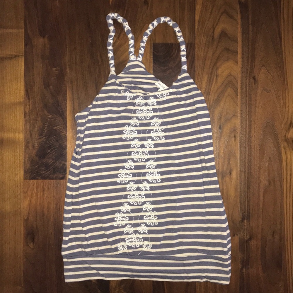 *Boutique* Grey & cream striped tank top